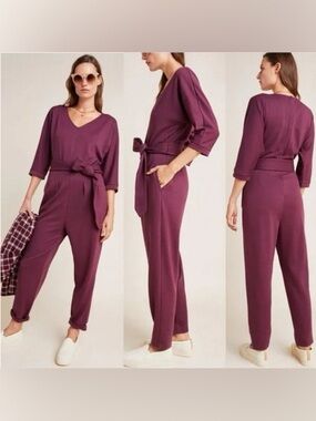 Anthropologie Plum Zip-Back Sutton Ponte Jumpsuit